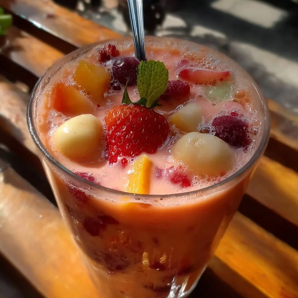 Creamy Fruit Mocktail (Non-Alcoholic Fruit Cocktail)