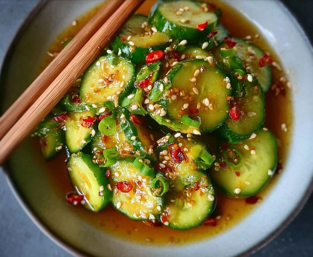 Easy Asian Cucumber Salad with fresh vegetables and a tangy dressing