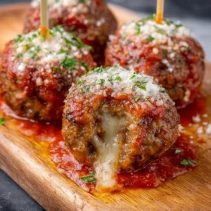 Easy Mozzarella Stuffed Meatballs Delicious easy mozzarella stuffed meatballs fresh out of the oven
