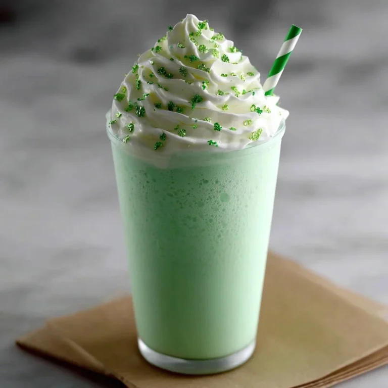 Delicious homemade Easy Shamrock Shake in a glass with whipped cream and green sprinkles.