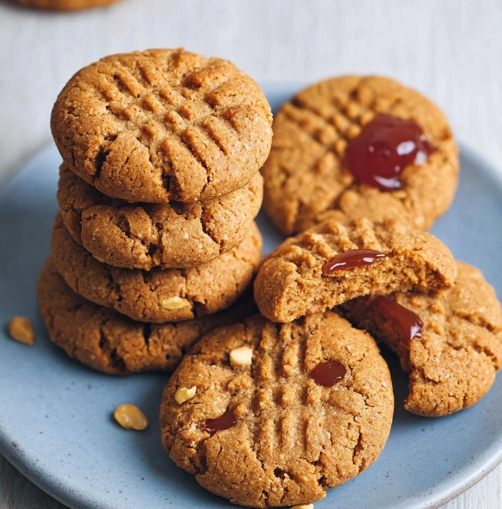 Easy soft vegan peanut butter cookies on a plate, perfect for plant-based diets.