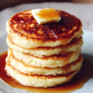 Fluffy Pancake Recipe Stack of fluffy pancakes topped with syrup and berries