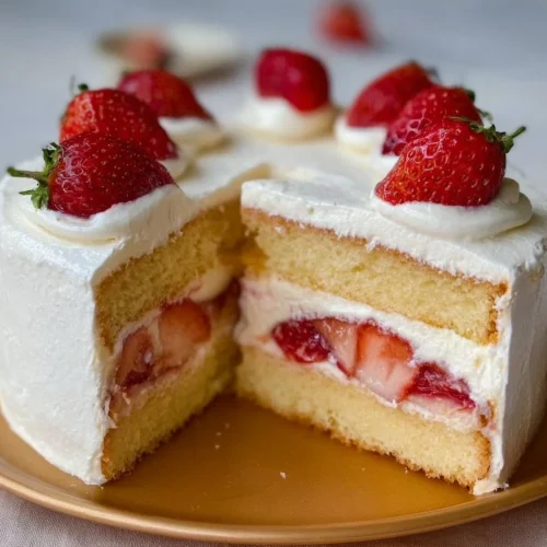 Delicious Japanese Strawberry Shortcake with fresh strawberries and whipped cream