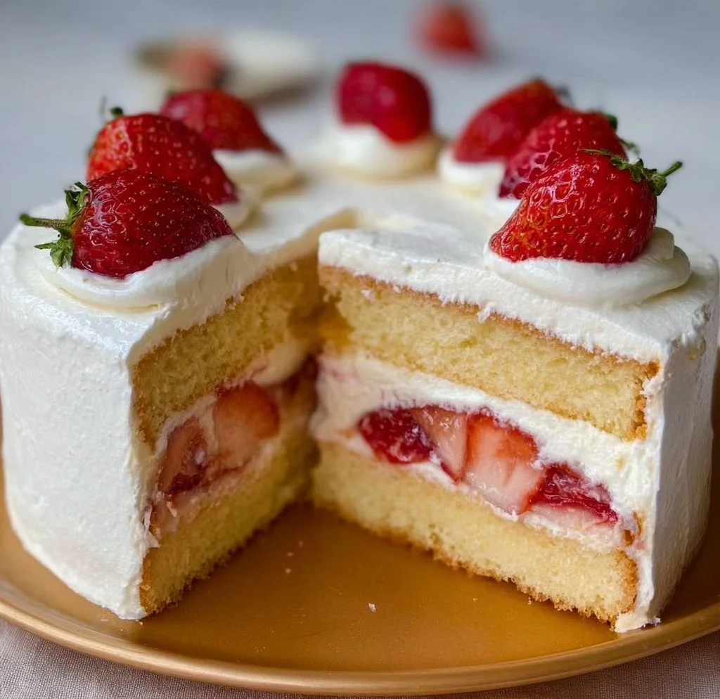 Delicious Japanese Strawberry Shortcake with fresh strawberries and whipped cream