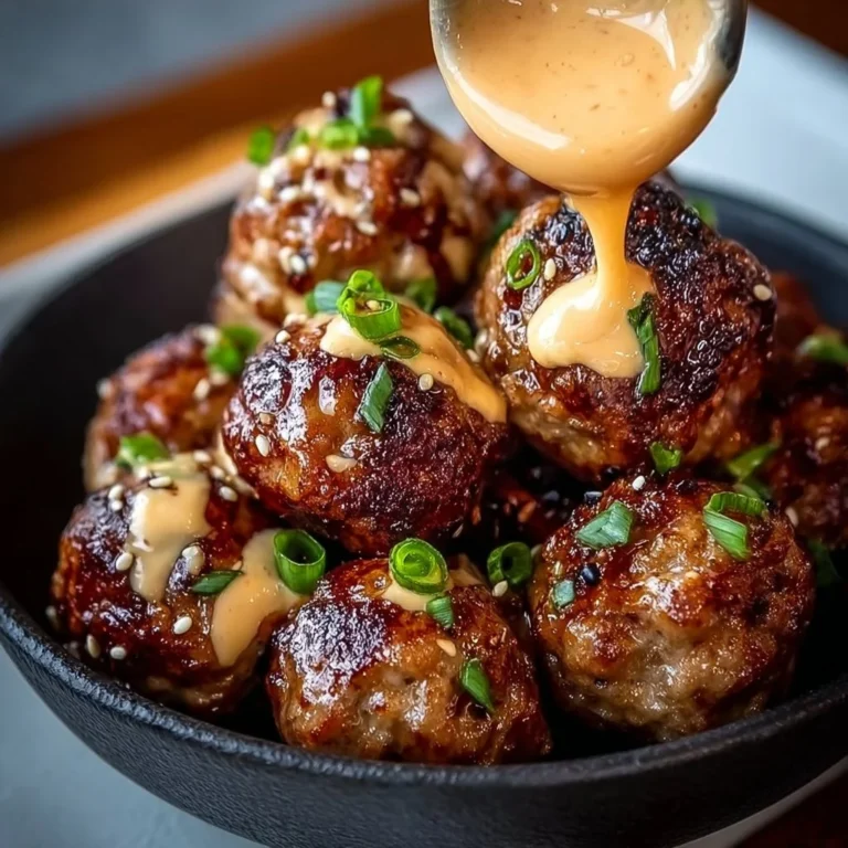 Plate of Korean BBQ Meatballs with a side of spicy mayo dip