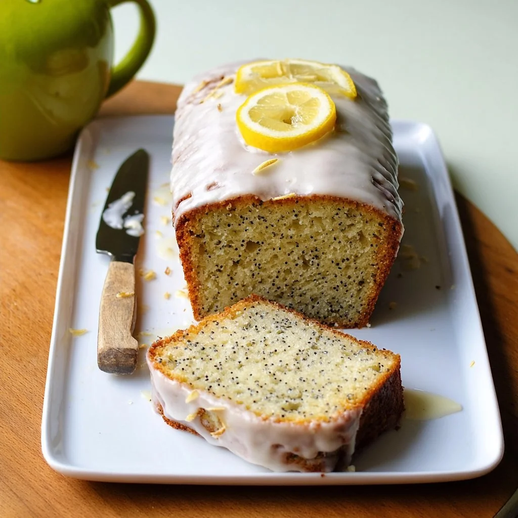 Lemon Almond Poppy Seed Cake with Lemon Glaze