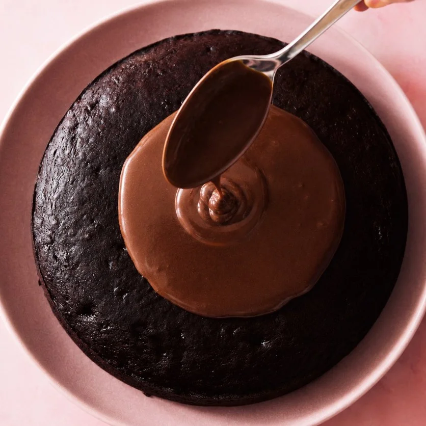 Mocha Banana Cake topped with chocolate and coffee frosting