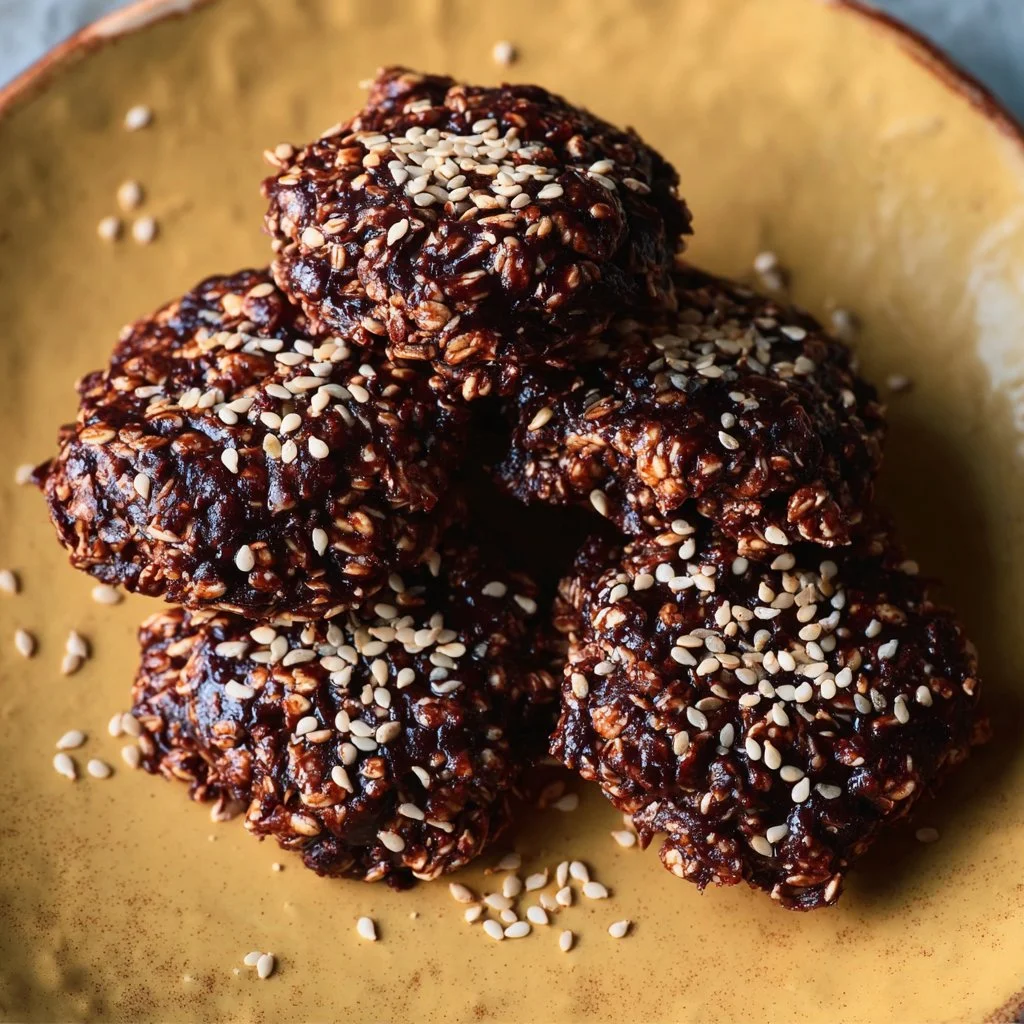 No-Bake Fudgy Sesame Oat Cookies