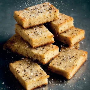 Delicious Olive Oil Black Pepper & Sea Salt Shortbread Squares on a plate