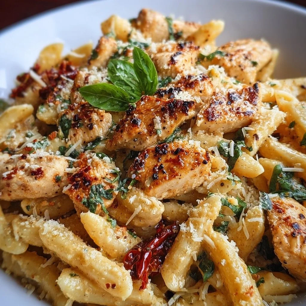 Creamy Parmesan Marry Me Chicken Pasta served in a bowl