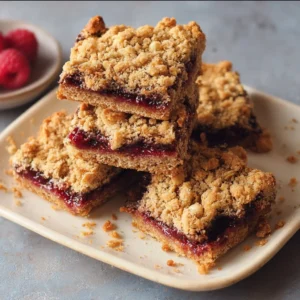 Raspberry Oat Crumble Bars (Mazurka-Style Jam Squares) Raspberry Oat Crumble Bars with vibrant raspberry filling and oat topping