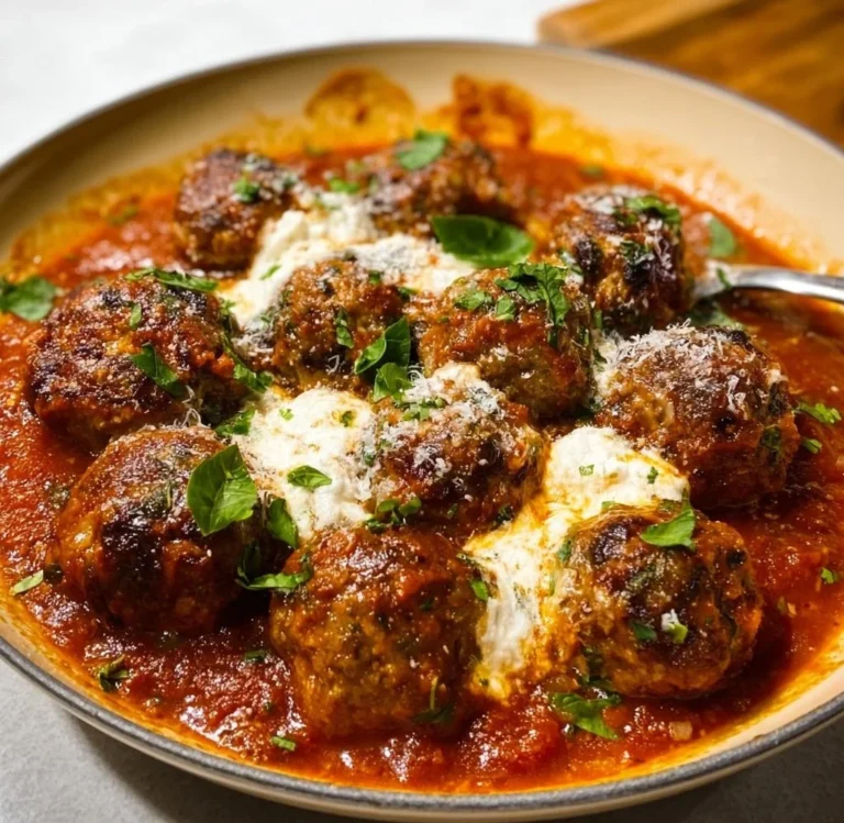 Delicious ricotta meatballs served on a plate with marinara sauce