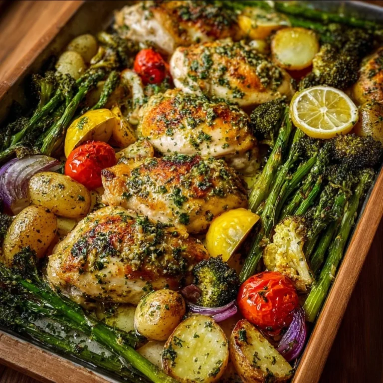 Sheet Pan Garlic Butter Chicken with colorful roasted veggies
