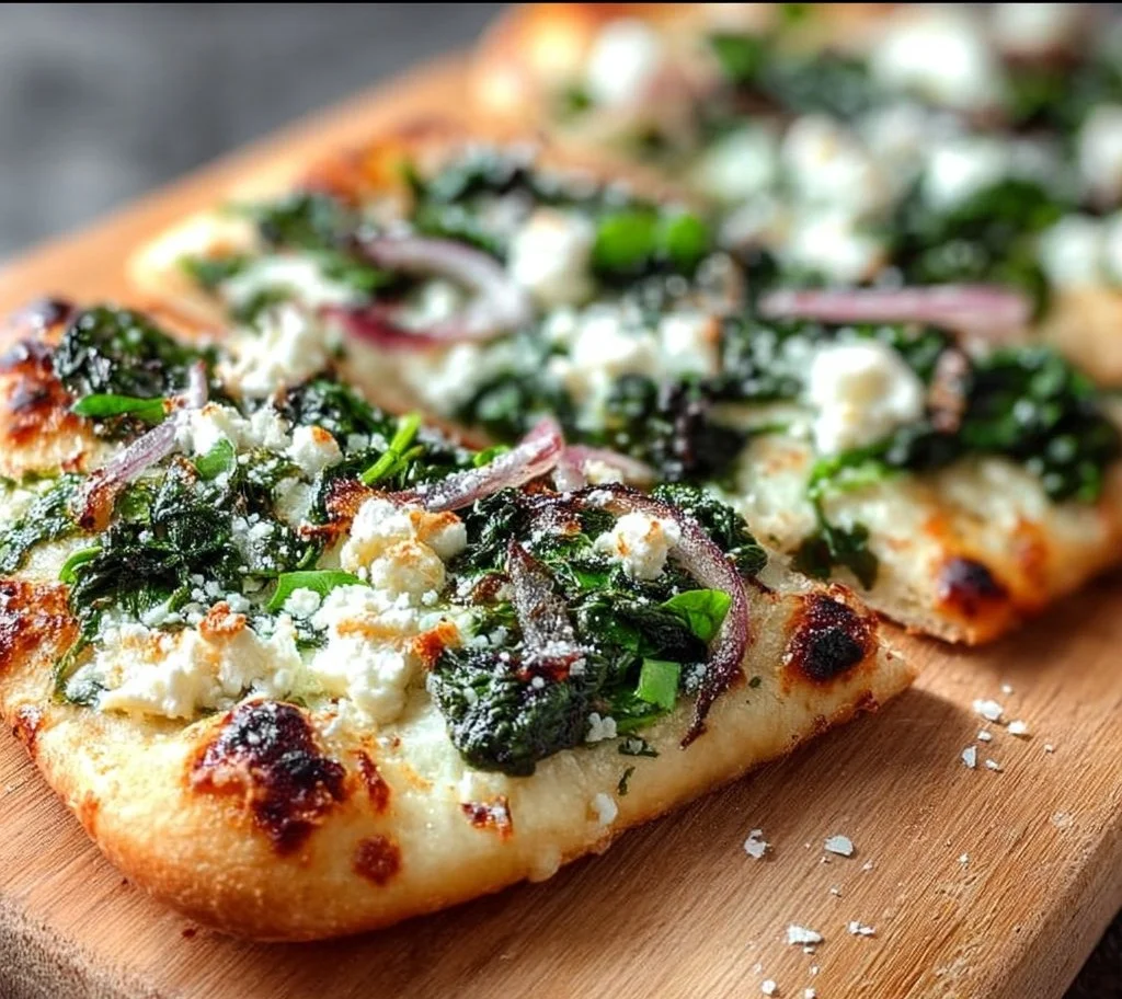 Spinach and Feta Flatbread Pizza