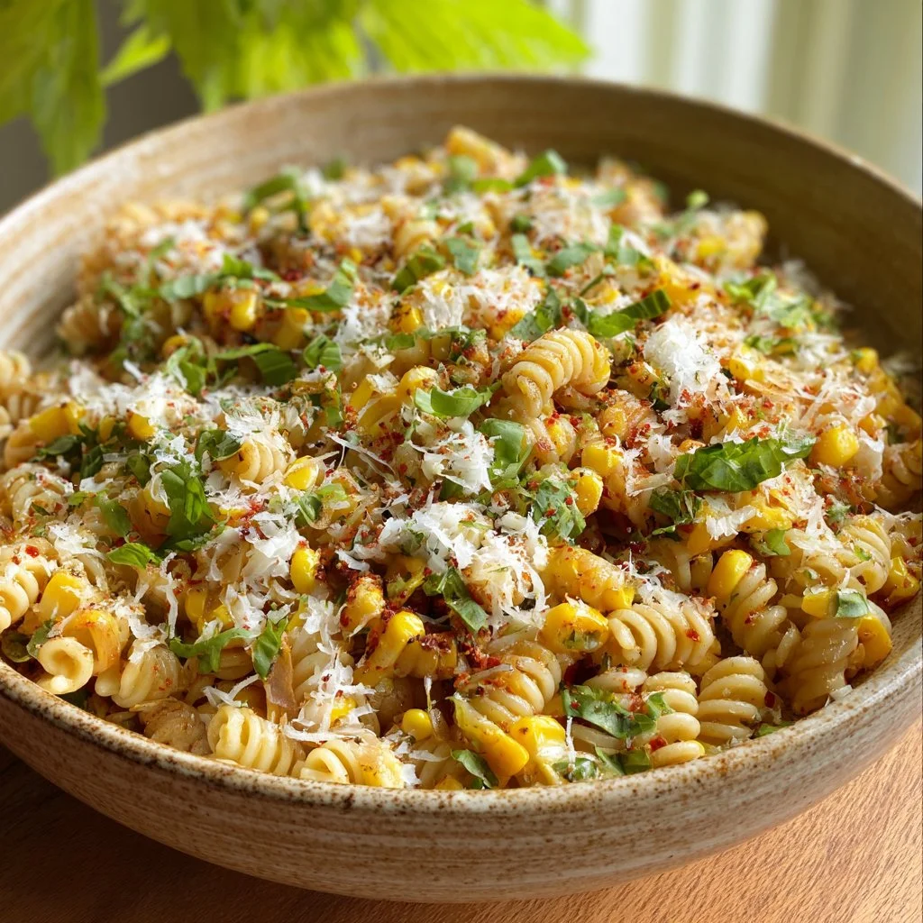 Delicious Street Corn Pasta Salad with vibrant toppings and fresh ingredients