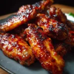 Delicious honey BBQ chicken wings baked to a crispy perfection