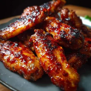 Delicious honey BBQ chicken wings baked to a crispy perfection