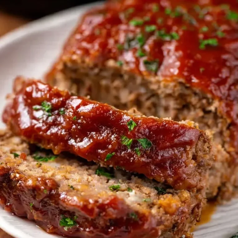 Delicious homemade meatloaf served with mashed potatoes and vegetables