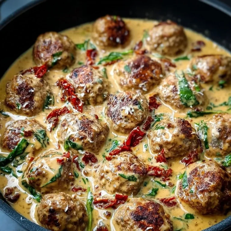 Creamy meatballs with Parmesan cheese and sun-dried tomatoes