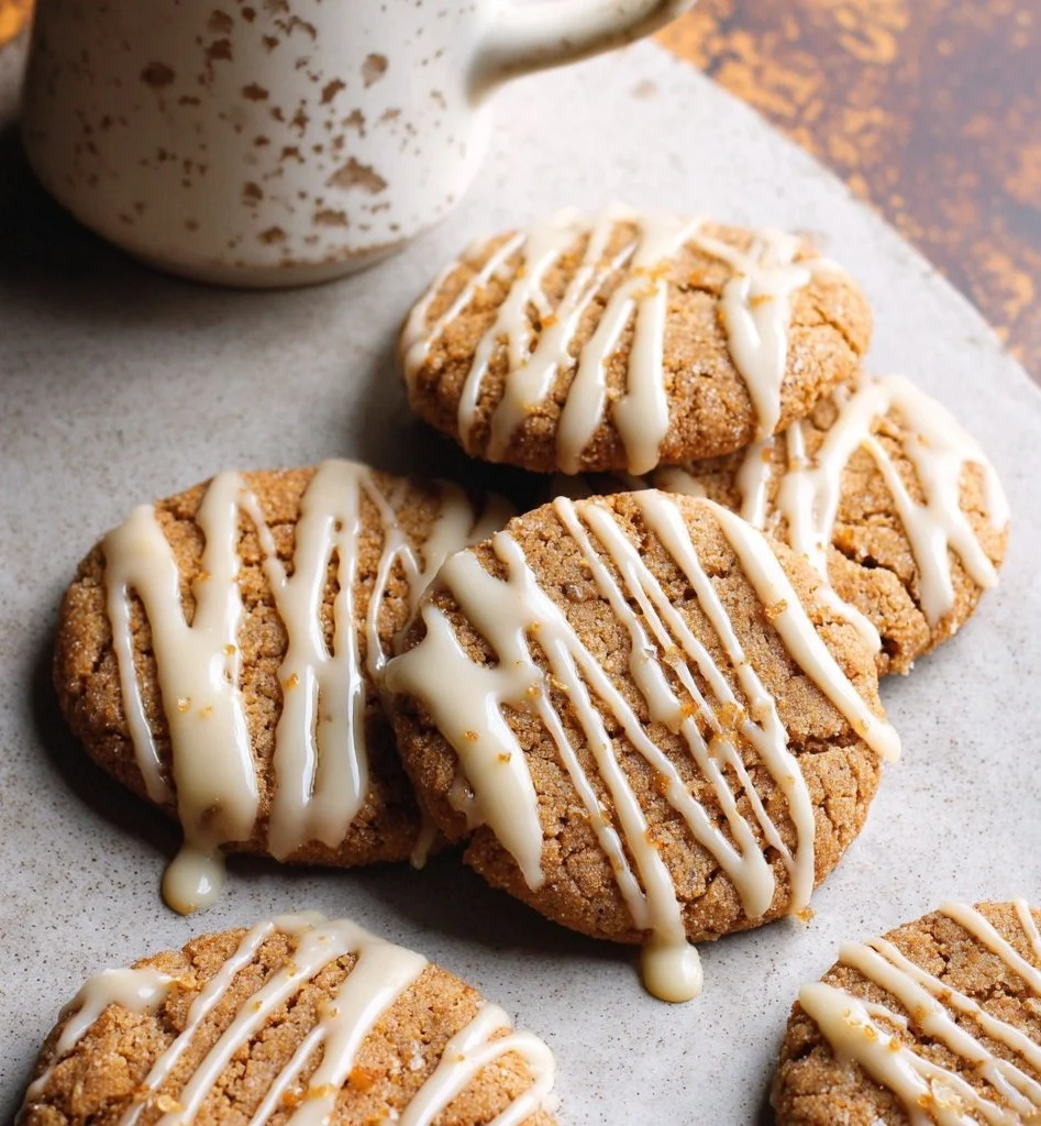 Thin and crispy maple espresso cookies with a sweet maple glaze