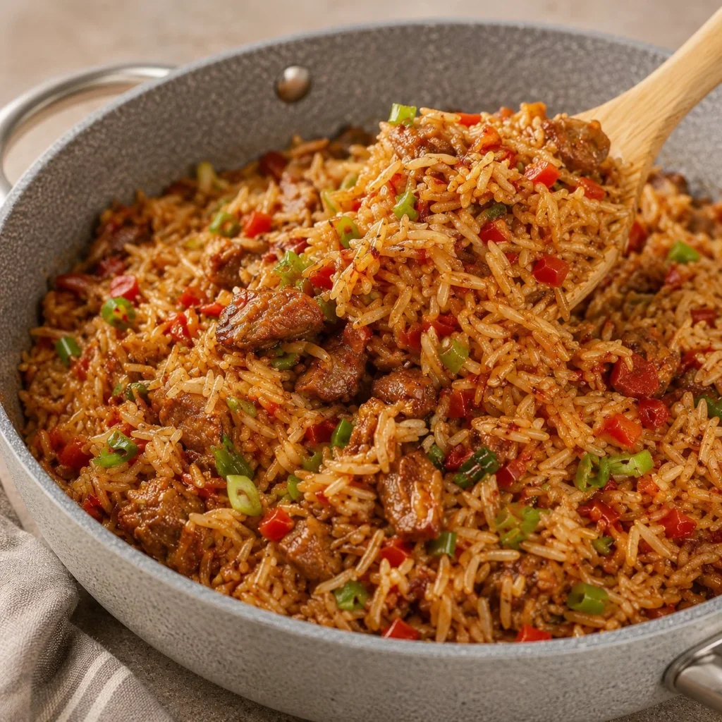 Home Delicious Turkey Combo Rice served in a bowl with colorful vegetables