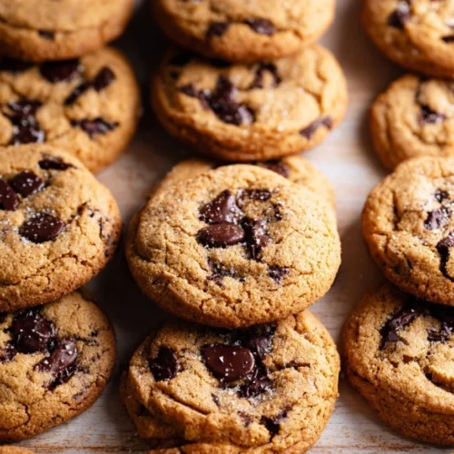 Delicious vegan chocolate chip cookies on a cooling rack