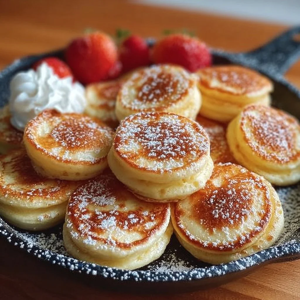 Home Plate of delicious mini German pancakes with fruit and syrup