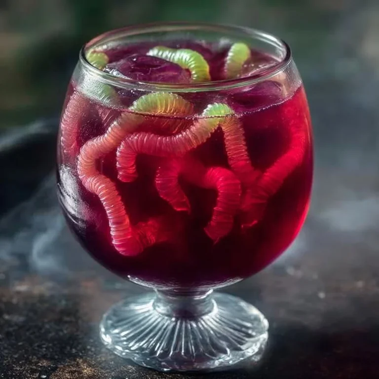 A vibrant Witch's Potion Punch served in a cauldron with spooky decorations.